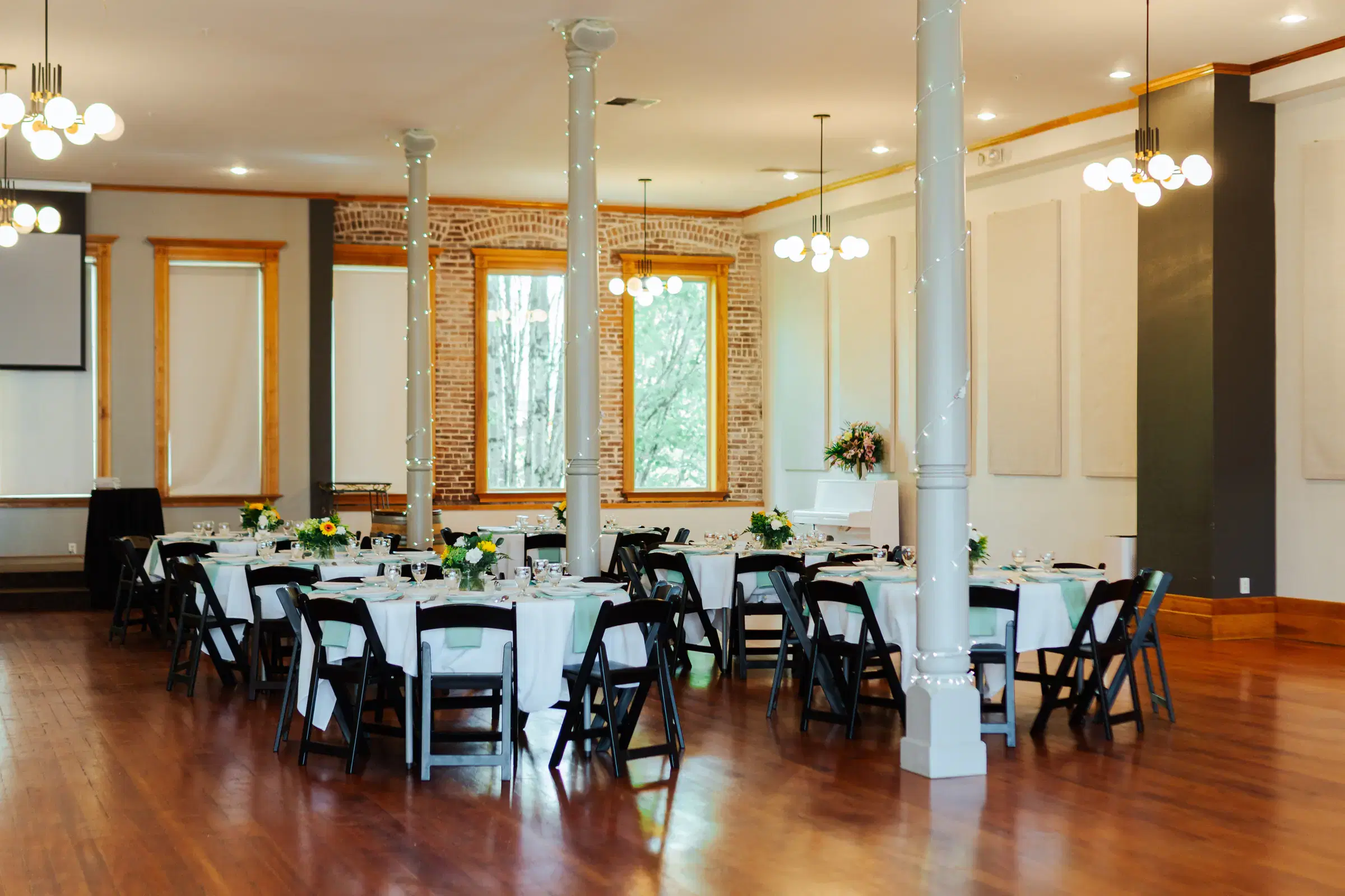 Ballroom view with tables and chairs